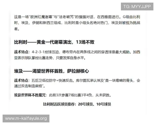 比利时与埃及世界杯比赛时间及赛程安排全解析